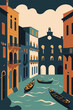 flat vector gondola venice grand canal italy city attraction background