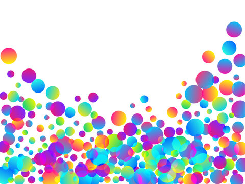 colorful falling confetti decoration vector background. rainbow round elements festival decor. crack