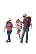 Family Travel Concept, Full body Happy asian family vacation, Father, mother and little daughter ready for vacation trip, isolated background