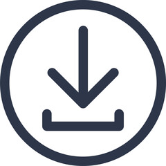 Poster - Download line icon in black colors. Arrow signs illustration.