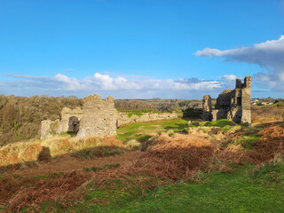 Wall Mural - Pennard Castle was built in the early 12th century as a timber ringwork following the Norman invasion of Wales. It is located on the cliff overlooking Three Cliffs Bay. 