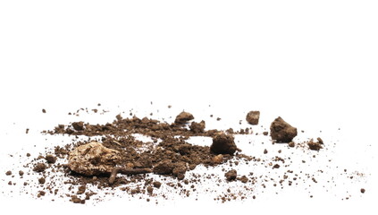 Canvas Print - Soil, rock and dirt pile isolated on white, side view  