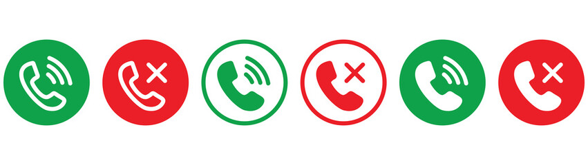 Wall Mural - call connected and disconnected icon set. style symbol, vector illustration