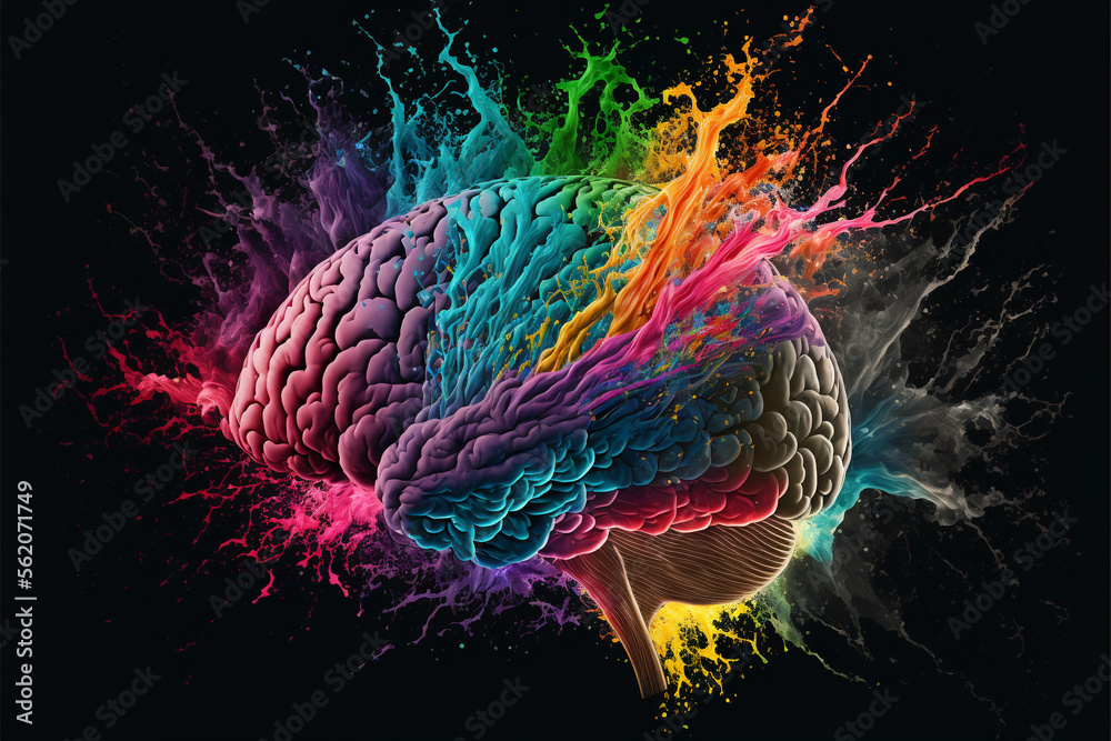 The Brain In Color human brain colorful splashes, color explosion Stock Illustration ...