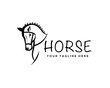 elegant head horse stallion farm drawn art logo symbol design template illustration inspiration