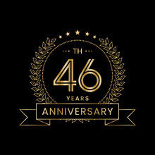 46th Anniversary Template Design Concept With Laurel Wreath For Anniversary Celebration Event. Logo Vector Template
