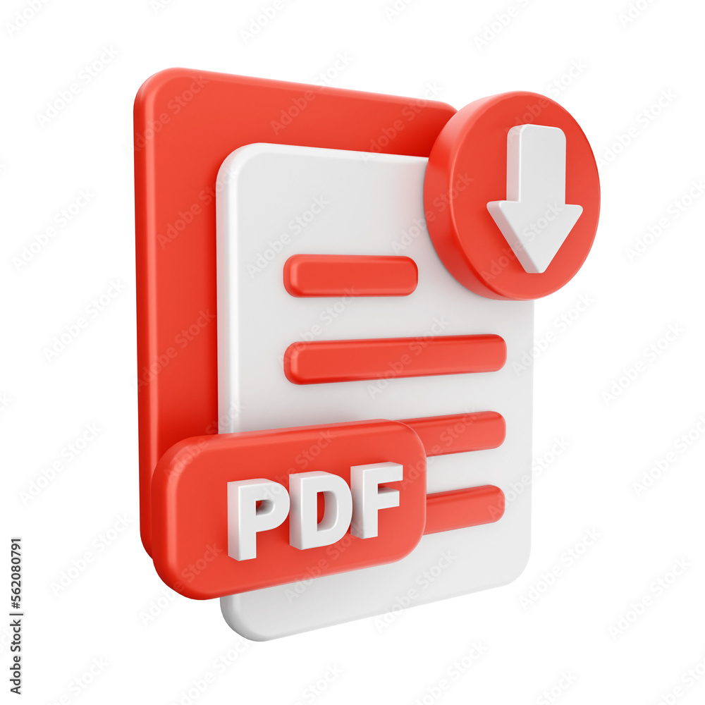 3d download pdf file data arrow icon illustration Stock Illustration |  Adobe Stock, image size:1000x1000