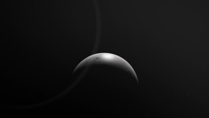 Wall Mural - Zoom Out On Crescent Moon In Dark Sky.