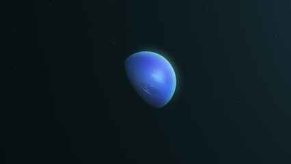 Wall Mural - Blue Planet Neptune Rotating On Its Axis In The Solar System. Day And Night Transition. animation