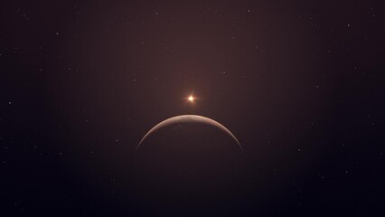 Wall Mural - Sunrise Above Planet Mars - animation