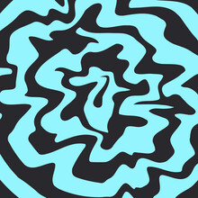 Crazy Psychedelic Blue And Black Pattern In Vaporwave Style. Abstract Vector Hypnotic Background With 3d Torus.