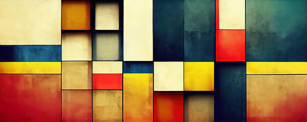 Wall Mural - Abstract cubist painting as panorama wallpaper background (Generative AI)