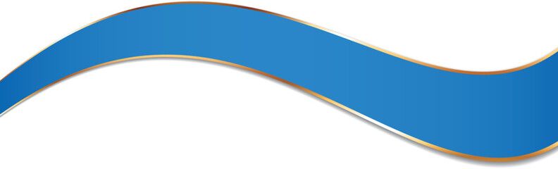 vector illustration of long blue colored ribbon banner with gold frame