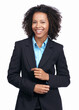 © STEEX/peopleimages.com - Corporate black woman, studio portrait and smile with success, vision and focus by white background. Isolated woman, business leader and professional with happiness, goal and dream career with suit