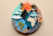 Planet earth climate change and global warming paper collage. Generative ai