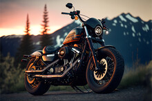 Ai Generative Harley Davidson On The Street