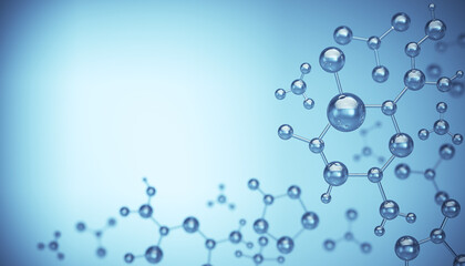 Wall Mural - molecule or atom, abstract structure for science or medical background, 3d illustration.