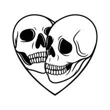 Skull In Love Tattoo Isolated Vector
