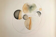 Abstract art with neutral colors in large round watercolor blobs