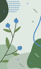 Poster - botanical poster with berries and leaves. organic shapes and textures. vector of berries. vector ill
