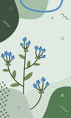 Poster - botanical poster with berries and leaves. organic shapes and textures. vector of berries. vector ill