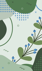 Poster - botanical poster with berries and leaves. organic shapes and textures. vector of berries. vector ill