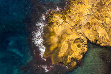 Wall Mural - Salt pans in Malta, aerial dorne view