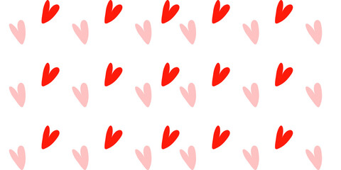 Wall Mural - Red love heart seamless pattern illustration on transparent background. Cute pink hearts background print. Valentine's day holiday backdrop texture. Valentines day background. PNG image