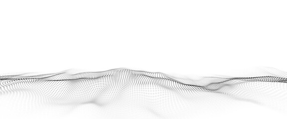Poster - abstract technology wave of particles. big data visualization. background with motion dots. artifici