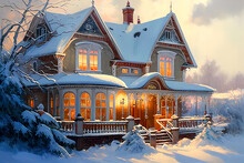 Country House, Winter Landscape.
