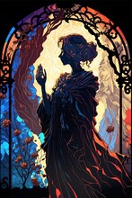 Silhouette, Stained Glass, James Jean, Alphonse Mucha, Moebius