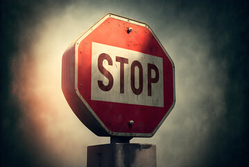 Red stop sign art illustration generative ai