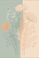 Wall Mural - Watercolor bouquet with wildflowers