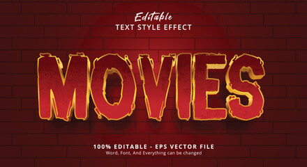 Poster - Editable text effect, Red Movies text style effect