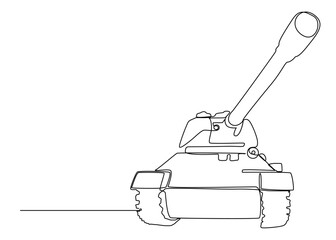 Poster - One continuous line of Armored Tank. Thin Line Illustration vector concept. Contour Drawing Creative ideas.