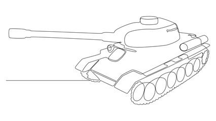 Poster - One continuous line of Armored Tank. Thin Line Illustration vector concept. Contour Drawing Creative ideas.