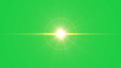 Wall Mural - golden light lens flare green screen alpha channel