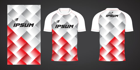 red white sports jersey template for team uniforms and Soccer t shirt design