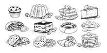 Vector Sketchy Illustrations Set Of Desserts And Sweet Food