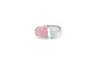 Jewelry ring, a white gold/silver plated ring decorated with a pink diamonds. An elegant diamond ring for women.