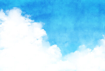  背景素材_青空と雲_水彩