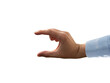 Hand grabbing on a transparent background. The concept of gripping an object, catching something. Male hand on an isolated background.