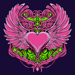 Wall Mural - heart with floral ornament