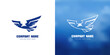 Eagle fly abstract company logo design. Bird flying isolated vector brand template. Freedom symbol illustration. Elegant hawk wing. Simple falcon modern animal art design.