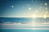 Fototapeta Morze - Hintergrundbild, Verschwommenes Meer mit Wolken und Lichter, Generative AI