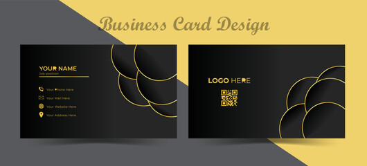 Wall Mural - Luxury and elegant business card design. Creative corporate print business card template with golden effect.