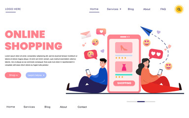 Wall Mural - Online shopping concept perfect for web design, banner, mobile app, landing page.