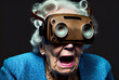 © ADDICTIVE STOCK - Generative AI image of shocked senior lady shouting while exploring virtual reality