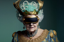 Generative AI Senior Classy Elderly Woman Experiencing Virtual Reality
