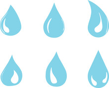 Water Blue Drop Icons Set, SVG Vector
